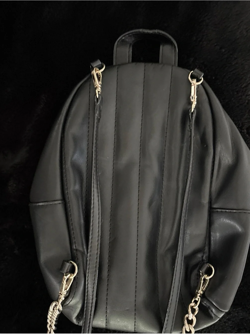 Victoria's Secret Black Mini Backpack with Multicolor Chevron Panels